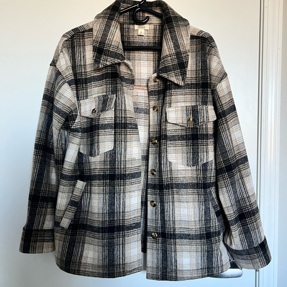 a.n.a Black and Cream Plaid Jacket